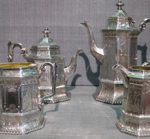 English Sterling Tea and Coffee Service in the Gothic Revival Style - SOLD